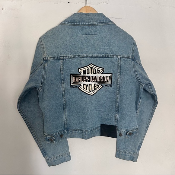 Vintage Harley-Davidson Cropped Denim Jacket - Picture 1 of 8